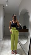 Neon Yeşil Bel Kemerli Havuç Pantolon 