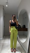 Neon Yeşil Bel Kemerli Havuç Pantolon 
