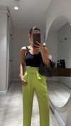 Neon Yeşil Bel Kemerli Havuç Pantolon 