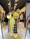 Neon Yeşil Gri İşlemeli Salaş Hırka 