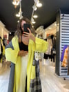 Neon Yeşil Gri İşlemeli Salaş Hırka 