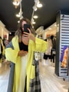 Neon Yeşil Gri İşlemeli Salaş Hırka 