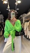 Neon Yeşil Bağlama Detaylı Hırka 