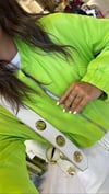 Neon Yeşil Saten Marka Model Bomber Ceket 