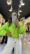 Neon Yeşil Saten Marka Model Bomber Ceket 