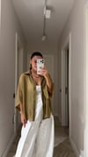 Olive Kısa Kol Oversize Tensel Gömlek