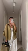 Olive Kısa Kol Oversize Tensel Gömlek