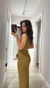 Olive Yeşili Bel Dekolteli Marka Model Elbise