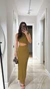 Olive Yeşili Bel Dekolteli Marka Model Elbise