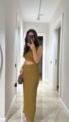Olive Yeşili Bel Dekolteli Marka Model Elbise