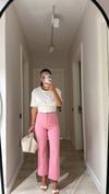 Pembe Agraf Detaylı Flare Pantolon