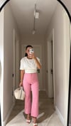 Pembe Agraf Detaylı Flare Pantolon