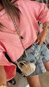 Pembe Baby Angels Taşlı Crop Tshirt