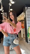 Pembe Baby Angels Taşlı Crop Tshirt