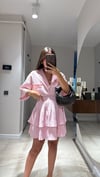 Pembe Bağlama Detaylı Gömlek Etek Takım