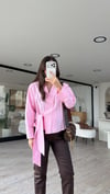 Pembe Bağlama Detaylı Marka Model Kısa Gömlek 