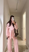Pembe Bağlama Detaylı Sweat Pantolon Takım 