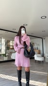 Pembe Balıkçı Yaka Kalın Fitilli Marka Model Elbise