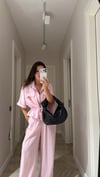 Pembe Bel Büzgülü Fermuarlı Ceket Takım