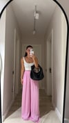 Pembe Bel Lastikli Dökümlü Pantolon