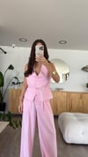 Pembe Belden Kemer Detaylı Yelek