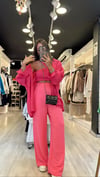 Pembe Beli Lastikli Geniş Paça Pantolon