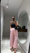 Pembe Beli Lastikli Midi Boy Pantolon