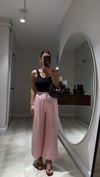 Pembe Beli Lastikli Midi Boy Pantolon
