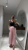 Pembe Beli Lastikli Midi Boy Pantolon