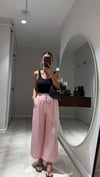 Pembe Beli Lastikli Midi Boy Pantolon
