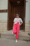 Pembe Beli Lastikli Pantolon