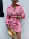 Pembe Beyaz Beyaz Pötikareli Bluz