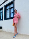 Pembe Beyaz Beyaz Pötikareli Bluz