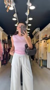 Pembe Beyaz Çift Görünümlü Dilvin Triko Bluz