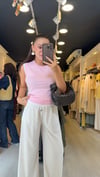 Pembe Beyaz Çift Görünümlü Dilvin Triko Bluz