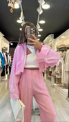 Pembe Beyaz Çizgili Crop Gömlek 