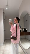 Pembe Beyaz Çizgili Transparan Oversize Gömlek