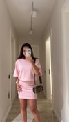 Pembe Bisiklet Yaka Vatkalı Elbise