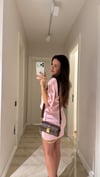 Pembe Bisiklet Yaka Vatkalı Elbise