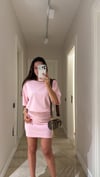 Pembe Bisiklet Yaka Vatkalı Elbise