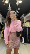 Pembe Bisiklet Yaka Yumuşak Dokulu Dilvin Kazak 
