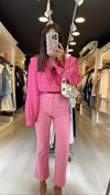Pembe Cep Detaylı Midi İspanyol Paça Pantolon