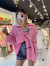 Pembe Cepli Düşük Omuz Oversize Gömlek