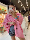 Pembe Cepli Düşük Omuz Oversize Gömlek
