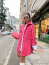 Pembe Çift Cepli Oversize Kaşe Ceket
