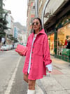 Pembe Çift Cepli Oversize Kaşe Ceket