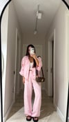Pembe Çıtçıtlı Bomber Ceket Pantolon Takım