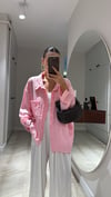 Pembe Düşük Omuzlu Keten Gömlek