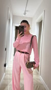 Pembe Düz Yaka İnce Triko Kazak