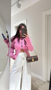 Pembe Fitilli Triko Hırka
